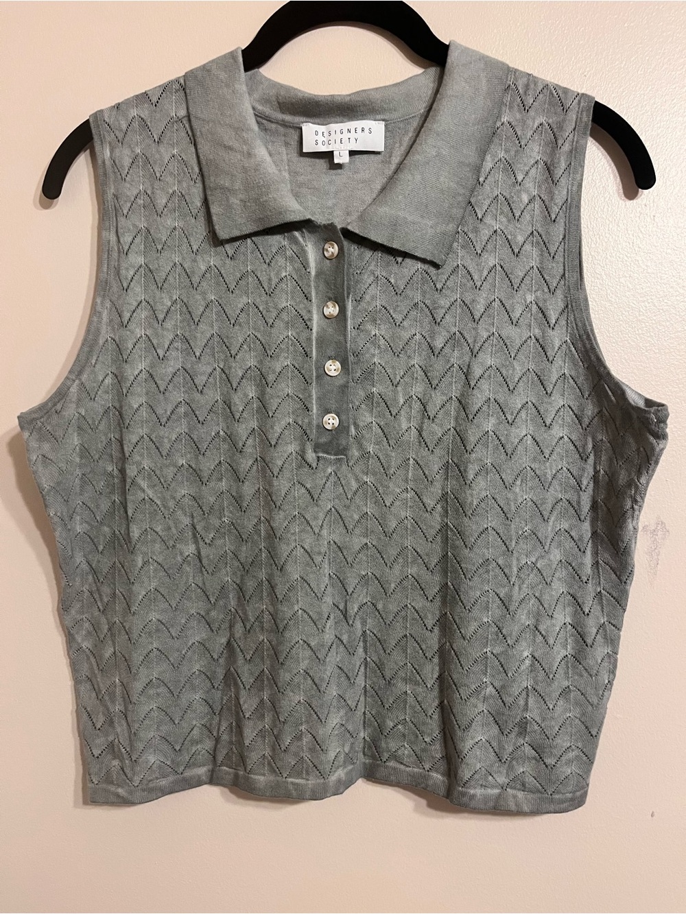 Pointelle Knit Sleveless Polo